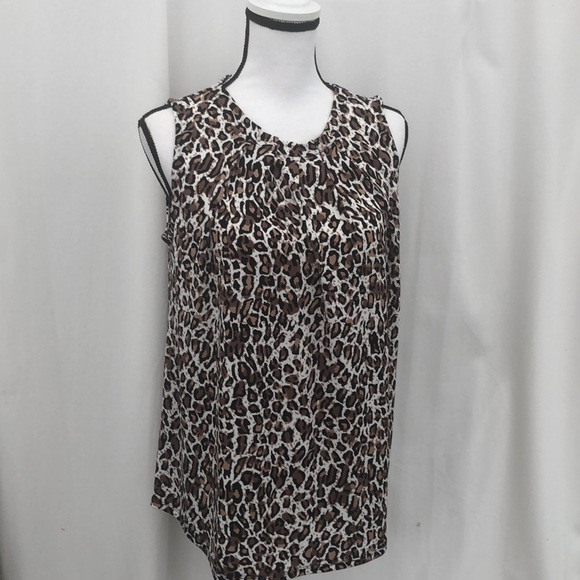 Adrianna Papell leopard print sleeveless blouse M - Picture 4 of 8